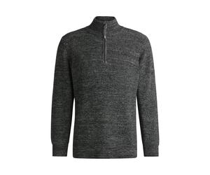 BOSS Melierter Reitsport-Pullover mit Troyerkragen - Style TROYER KNITWEAR DARK, B6M1001 Grau S