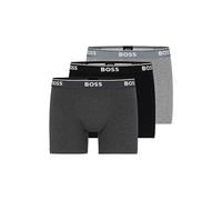 BOSS Mens Power Boxershorts mit Auffälligem Logo, 3er-Pack Retroshorts, Grau/Anthrazit/Schwarz, Small