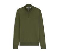 BOSS Pullover aus Merinowolle mit Reißverschluss am Kragen - Style H-Ebenji, 50565499 Olive M