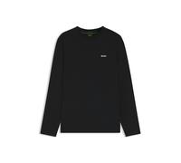 BOSS T-Shirt Tee Long 10256064 01 – Stretch-Baumwolle mit Kontrast-Logo – Schwarz XL