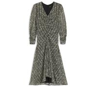 BOSS Midikleid aus bedrucktem Seersucker mit gerafften Details - Style C_DERODEO, 50544051 Grau gemustert 38