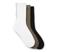 BOSS Mittelhohe Socken mit strukturiertem Tape im Dreierpack - Style 3P QS Rib Tape CC, 50554542 Schwarz / Weiß / Beige 43-46