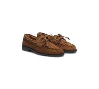 BOSS Mokassins aus Veloursleder mit handgenähtem Blatteinsatz - Style Lycia_Boat_SDBB, 50568643 Braun 42