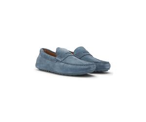 BOSS Mokassins aus Veloursleder mit Pennyloafer-Detail - Style Noel_Mocc_sdpeb, 50541750 Hellblau 42
