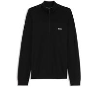 BOSS Pullover aus Schurwoll-Mix mit Troyerkragen und Logo - Style KN_Momentum-X QZ, 50547898 Schwarz XL