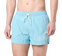 BOSS Relaxed Fit Badeshorts mit Label-Print Modell 'Mooneye' in Hellblau, Größe L