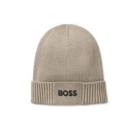 BOSS Mütze aus Baumwoll-Mix mit gummiertem Logo - Style Asic_Beanie-X, 50499423 Beige ONESI