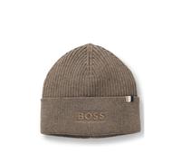 BOSS Mütze aus Baumwolle und Wolle mit Signature-Streifen-Detail - Style Magico_R_Hat, 50522427 Hellbraun ONESI