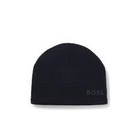 BOSS Mütze aus Woll-Mix mit gummiertem Logo - Style Afleece_Beanie X, 50552125 Dunkelblau ONESI