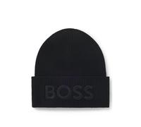 BOSS Mütze aus Woll-Mix mit Logo-Stickerei - Style Afox_R, 50522449 Schwarz ONESI