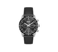 Multifunktionsuhr BOSS "TOURMASTER", schwarz, schwarz, Armbanduhren, Herren, Quarzuhr, Armbanduhr, Herrenuhr, Lederarmband, analog, Tag (26833537-0) schwarz, schwarz