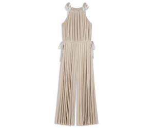 BOSS Neckholder-Jumpsuit aus glänzendem Jersey mit Plissee-Falten - Style Edecki, 50559000 Beige S