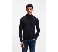 Strickpullover BOSS ORANGE "Avac M1", Herren, Gr. S, schwarz (dunkelblau404), Strick, Obermaterial: 50% Schurwolle, 50% Polyacryl, unifarben, regular fit normal, hoch geschlossener Ausschnitt, Bündche