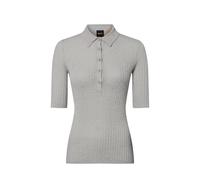 BOSS Orange Feinstrick-Poloshirt mit Schurwoll-Anteil Damen hellgrau, XL