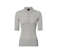 BOSS Orange Feinstrick-Poloshirt mit Schurwoll-Anteil Damen hellgrau, XS