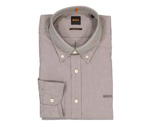 BOSS Orange Hemd Herren Regular Fit Langarm Baumwolle grau, M