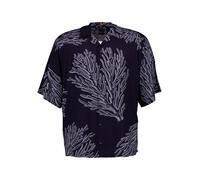 Kurzarmhemd BOSS ORANGE "Lapisy_M", Herren, Gr. M, N-Gr, blau (dunkelblau404), Web, Obermaterial: 100% Viskose, unifarben, casual, regular fit hüftbedeckend, Kurzarm, Hemden, mit großem Druck Oktopus
