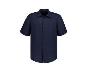 BOSS Orange Kurzarmhemd Herren Regular Fit Kurzarm Leinen blau, L