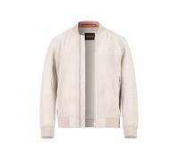 Lederjacke BOSS ORANGE "Johice", Herren, Gr. 54, beige (light beige271), Obermaterial: 100% Ziegenleder, unifarben, casual, regular fit hüftlang, Rundhals, Langarm Flachstrickbündchen, Jacken, aus wei