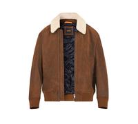 BOSS Orange Lederjacke Herren Umlegekragen Schafleder braun, 46 (XS)