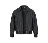 BOSS Orange Lederjacke Herren Umlegekragen schwarz, 48 (S)