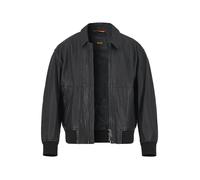 Lederjacke BOSS ORANGE "Joberg", Herren, Gr. 54, schwarz (schwarz001), Obermaterial: 100% Schafsleder, unifarben, casual, regular fit hüftlang, Langarm Strickbündchen, Jacken, mit Reißverschlusstasche