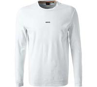 BOSS Orange Longsleeve Herren Slim Fit Langarm Rundhals Baumwolle weiß, 3XL