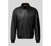 BOSS Regular-Fit Jacke aus strukturiertem Leder - Style Jobrice, 50547545 Schwarz 50
