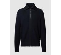 BOSS Orange Strickjacke mit Umlegekragen in Blau, Größe XXL