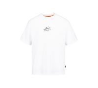 T-Shirt BOSS ORANGE "Te voyage", Herren, Gr. XXL, weiß (weiß100), Single Jersey, Obermaterial: 100% Baumwolle, unifarben, casual, regular fit hüftlang, Rundhals, Kurzarm, Shirts, mit coolem Logo-Druck