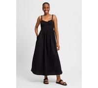 BOSS Kleid aus Baumwoll-Popeline mit gerafftem Oberteil - Style C_Dalza, 50537919 Schwarz 38