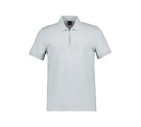 BOSS Orange Zip-Polo Herren Slim Fit Kurzarm Baumwoll-Piqué grau, L