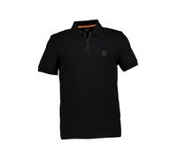 BOSS Orange Zip-Polo Herren Slim Fit Kurzarm Baumwoll-Piqué schwarz, L