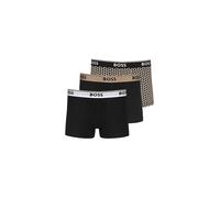 BOSS Dreier-Pack eng anliegende Boxershorts mit kurzem Bein aus Stretch-Baumwolle mit Logo-Bund - Style Trunk 3P Power Desig, 50531701 Schwarz gemustert XL