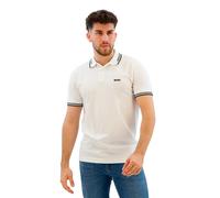 Poloshirt BOSS GREEN "Paul Slim Fit Stretch-Baumwoll-Pique", Herren, Gr. XL, weiß (weiß100), Jersey, Obermaterial: 92% Baumwolle, 8% Elasthan, unifarben, slim fit, hoch geschlossener Ausschnitt, einge