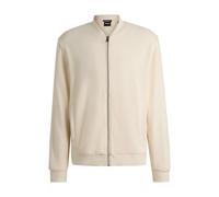 BOSS Herren H-Skiles 60 Piqué-Sweatshirt aus Baumwoll-Mix mit Leinen und Reißverschluss Weiß M