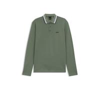 Langarm-Poloshirt BOSS GREEN "Plisy", Herren, Gr. L, open grün359, Jersey, Obermaterial: 100% Baumwolle, unifarben, casual, regular fit hüftlang, V-Ausschnitt, Langarm eingesetzt normaler Saum, Shirts
