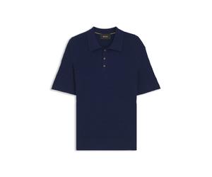 BOSS Polo-Pullover aus Baumwolle mit Kaschmir und Zopfmuster - Style L-Luciano, 50565515 Dunkelblau XXL