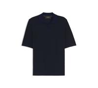 BOSS Polo-Pullover aus Baumwolle und Seide mit Johnny-Kragen - Style L-Lanoso, 50565533 Dunkelblau XXL