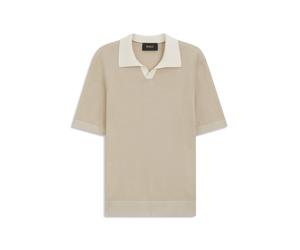 BOSS Polo-Pullover aus Baumwolle und Seide mit Johnny-Kragen - Style L-Lanoso, 50565533 Hellbeige S