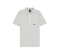 BOSS Feuchtigkeitsableitendes Poloshirt aus elastischer Baumwolle mit Reißverschluss am Kragen - Style Polo Urban Tech, 50544002 Hellgrau S