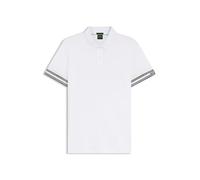 BOSS Slim-Fit Poloshirt aus Baumwolle mit gestreiften Ärmelbündchen - Style Polo Zone, 50544448 Weiß XL