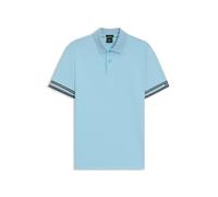 BOSS Slim-Fit Poloshirt aus Baumwolle mit gestreiften Ärmelbündchen - Style Polo Zone, 50544448 Hellblau M