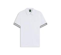 BOSS Slim-Fit Poloshirt aus Baumwolle mit gestreiften Ärmelbündchen - Style Polo Zone, 50544448 Weiß M