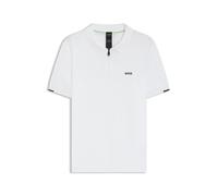 Kurzarmpullover BOSS GREEN "K Ever-X PS", Herren, Gr. L, weiß (weiß100), Strick, Obermaterial: 100% Baumwolle, unifarben, casual, regular fit hüftlang, Kurzarm Bündchen, Pullover, mit Perforierungen z