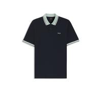 Poloshirt BOSS ORANGE, Herren, Gr. M, dunkelblau404, Jersey, Obermaterial: 100% Baumwolle, unifarben, relaxed fit normal, Rundhals, Bündchen kontrastfarben, Shirts, Relaxed Fit, reine Baumwolle, kontr