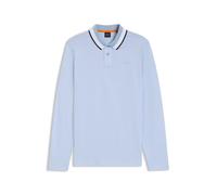 BOSS Poloshirt aus Baumwoll-Piqué mit gestreiftem Kragen - Style Peoxfordlong_1, 50544845 Hellblau S