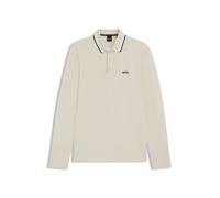 Langarm-Poloshirt BOSS GREEN "Plisy", Herren, Gr. XL, open weiß133, Jersey, Obermaterial: 100% Baumwolle, unifarben, casual, regular fit hüftlang, V-Ausschnitt, Langarm eingesetzt normaler Saum, Shirt