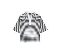 BOSS Sweatshirt aus Baumwoll-Mix mit Streifen-Muster und Johnny-Kragen - Style Essipa_striped, 50573725 Schwarz / Weiß S
