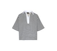 BOSS Sweatshirt aus Baumwoll-Mix mit Streifen-Muster und Johnny-Kragen - Style Essipa_striped, 50573725 Schwarz / Weiß XL
